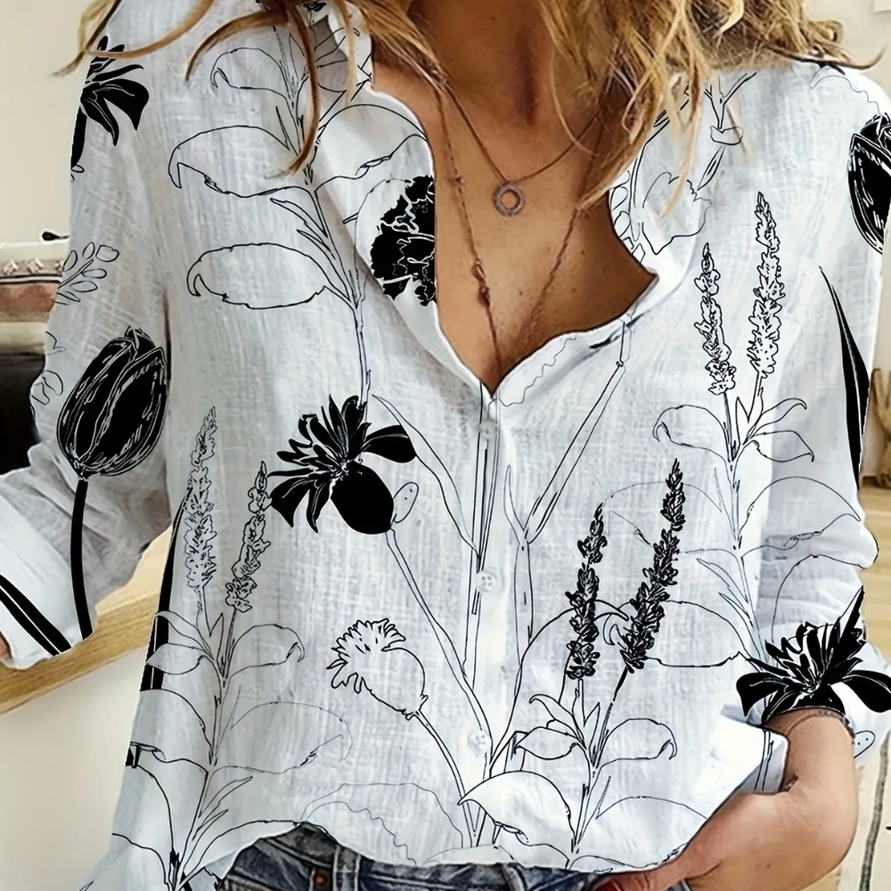 White 3/4 Sleeve V-Neck Button Down Blouse NWOT